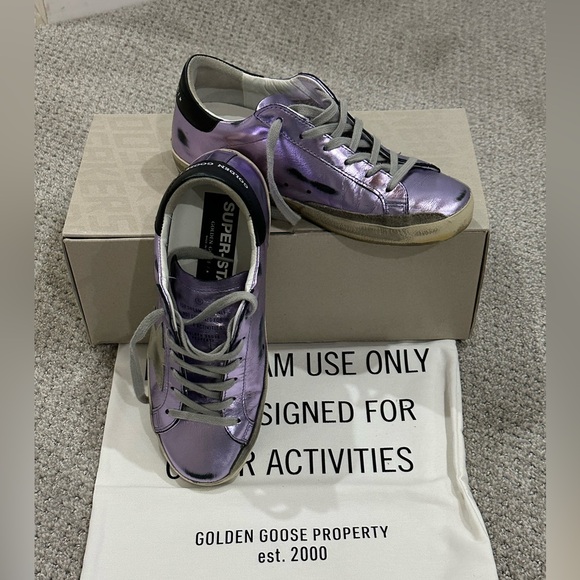 Golden Goose Super-Star Size 37 -Purple Metallic - Picture 1 of 6